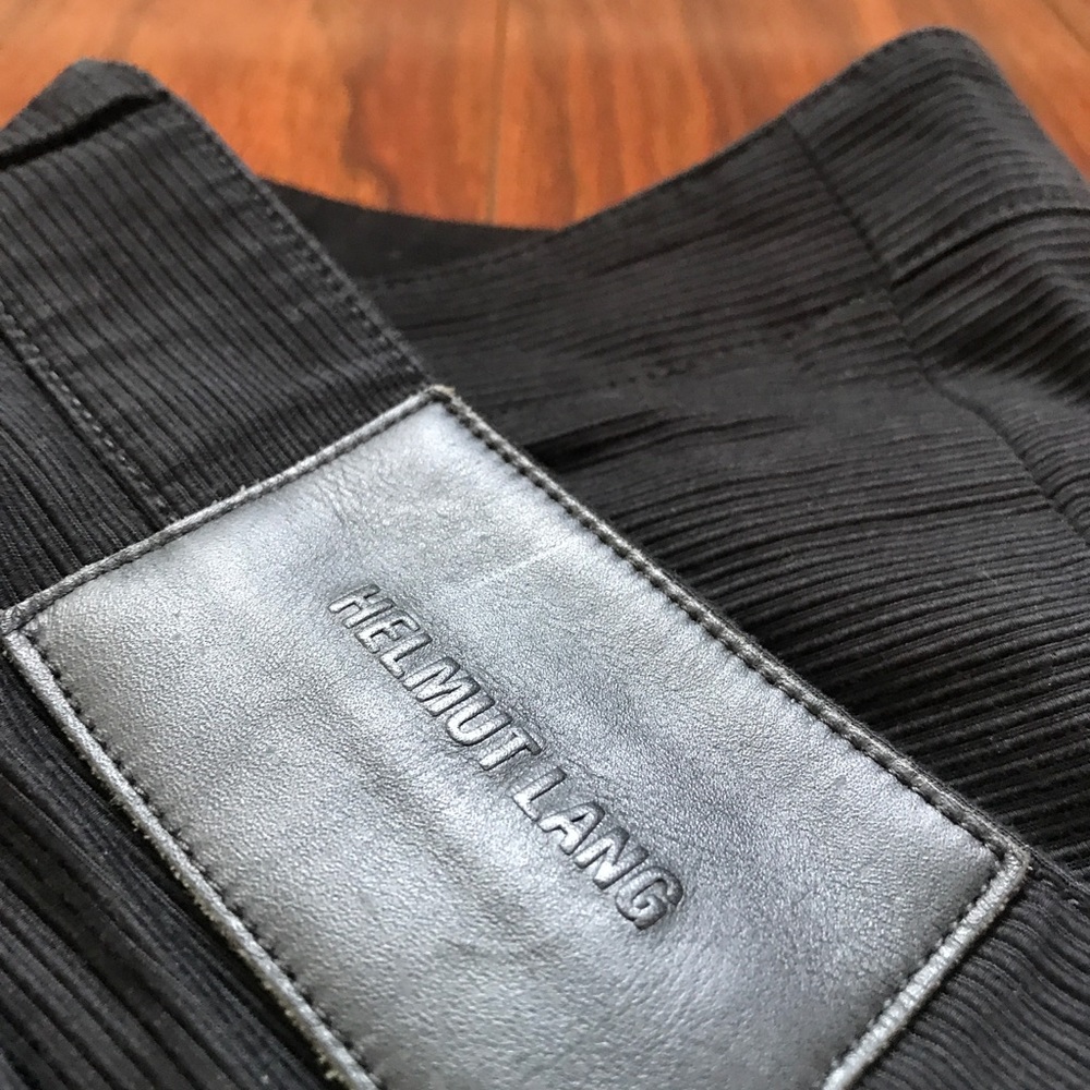 HELMUT LANG BLACK RIBBED PANTS